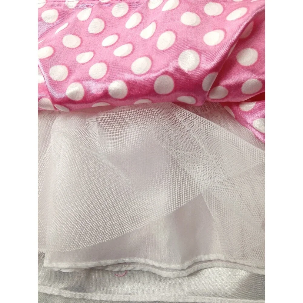 Youngland Baby Girl Pink White Polka Dot Flower Dress Rhinestone Toddler Sz 24M